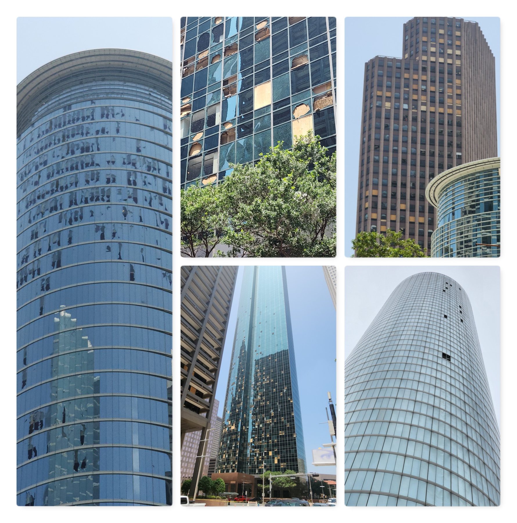 Houston derecho building damage collage