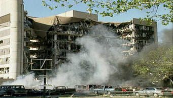 Damaged building after bombing